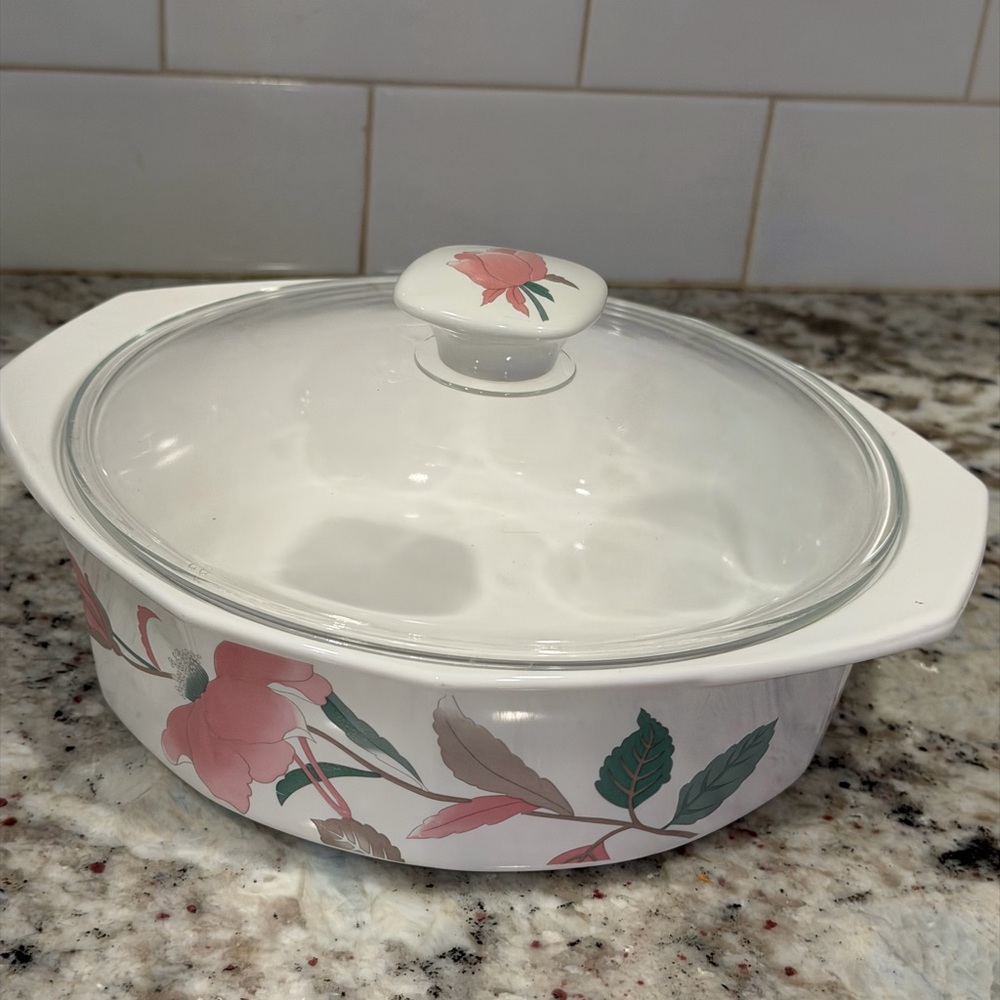Vintage Mikasa Floral Design Casserole Dish with Lid